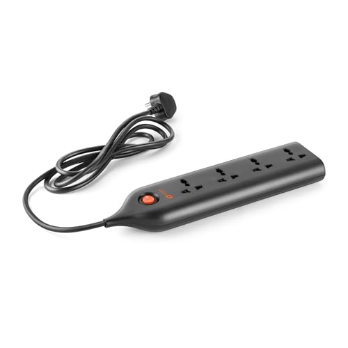 Orient Electric 240V 6A Four-Way Extension Board with Wire - 2 Metre with Overload and Short Circuit Protection (Black) - Image 1
