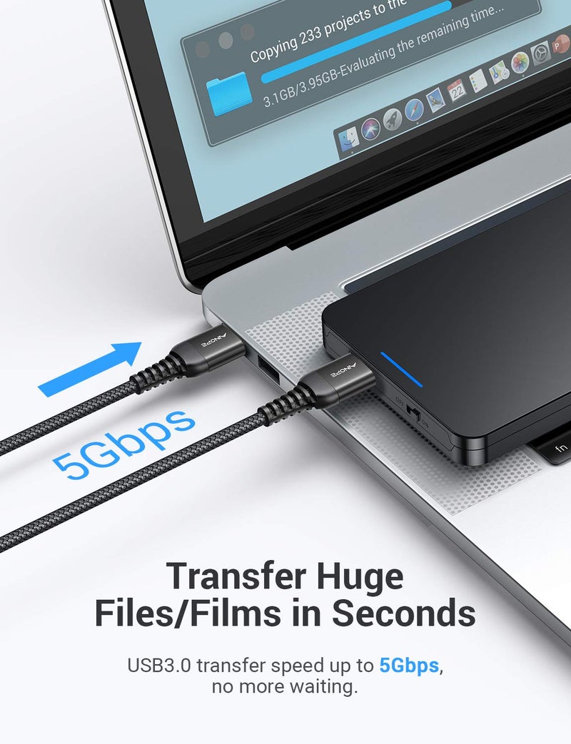 Ainope USB 3.0 A to A Male Cable 3.3FT+3.3FT,USB 3.0 to USB 3.0 Cable [Never Rupture] USB Male to Male Cable Double End USB Cord Compatible with Hard Drive Enclosures, DVD Player, Laptop Cool-Black - Image 4