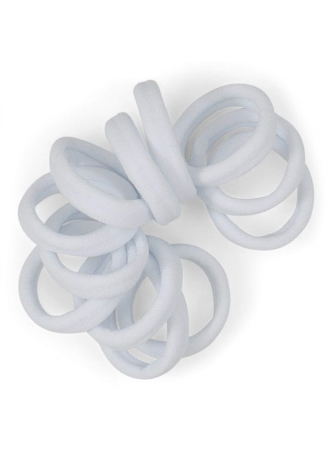 Cyndibands ربطات شعر بيضاء بدون درزات - حاملات ذيل حصان من نسيج نايلون فائق النعومة والمطاط - عبوة من 12 قطعة - Image 1