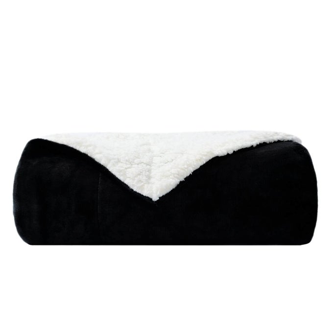 FLEECE BLANKET SHERPA THROWSOFT FUZZY BLANKETS FOR COUCHBLACK 50X60