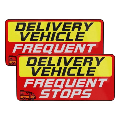 VKQTS 2PCS 9x4 Delivery Driver Magnet for CarReflective Frequent Stops Car Magnet Sign for Safety WarningsWeatherproof Delivery Magnetic Cars Signs as Cars Accessories Red - Image 1