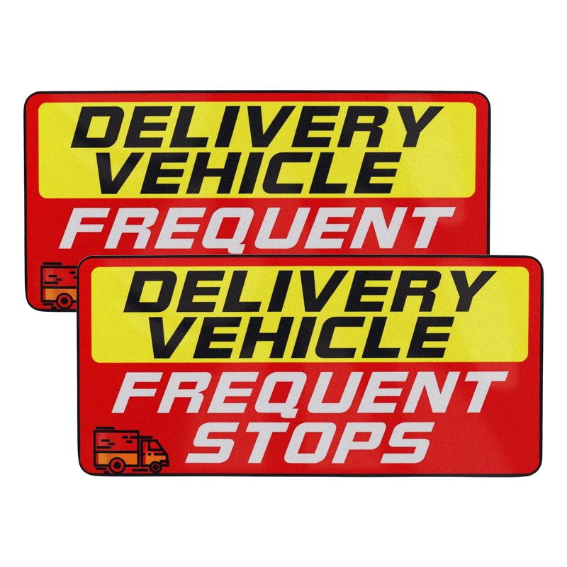 VKQTS 2PCS 9x4 Delivery Driver Magnet for CarReflective Frequent Stops Car Magnet Sign for Safety WarningsWeatherproof Delivery Magnetic Cars Signs as Cars Accessories Red - Image 3