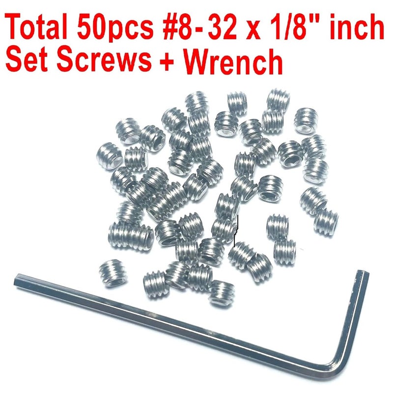 ZDingTech 50pcs Set Screws 8-32 x 1/8 inch 304 Stainless Steel Allen Head Hex Hexagon Socket Set Screws with 5/64 Allen Wrench,Set Grub Screws Hex Allen Head Socket Set Screws.(1/8" Length) - Image 2