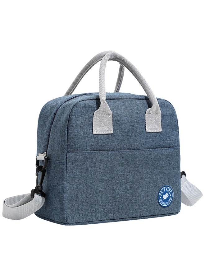 Eazy Kids 6 & 4 Convertible Bento Lunch Box w/ Lunch Bag, Steel Spoon & Fork Set and Alphabets Sticker - Car Racing Blue - Image 2