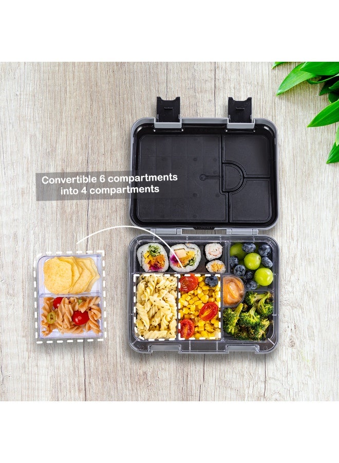 Eazy Kids 6 & 4 Convertible Bento Lunch Box w/ Lunch Bag, Steel Spoon & Fork Set and Alphabets Sticker - Car Racing Blue - Image 4