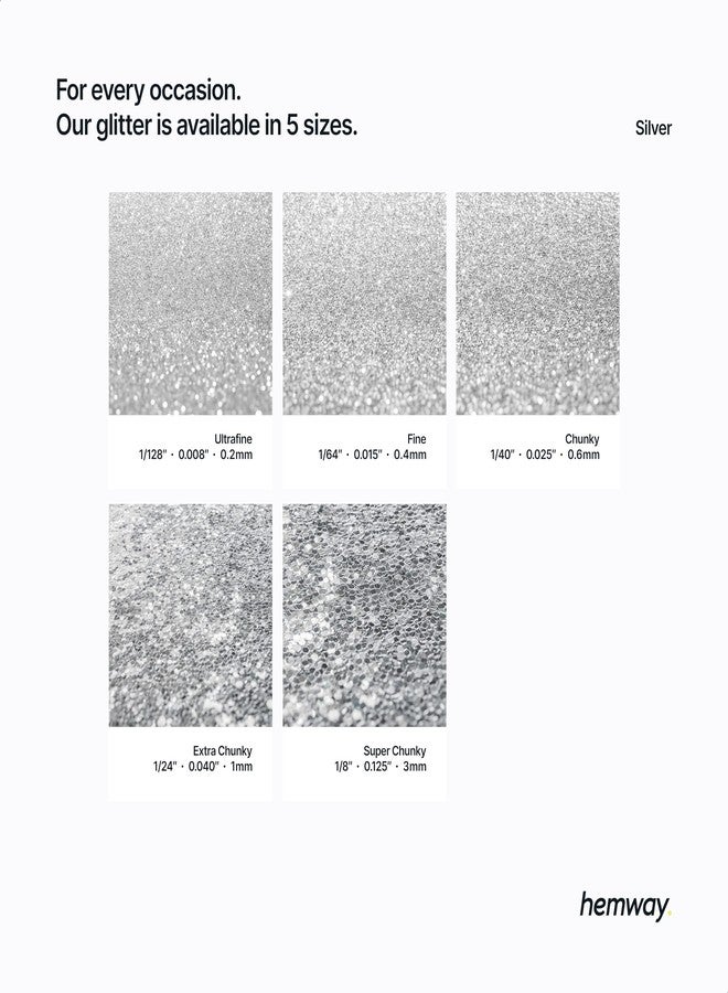 Hemway Eco Friendly Biodegradable Glitter 100g / 3.5oz Bio Cosmetic Safe Sparkle Vegan for Face, Eyeshadow, Body, Hair, Nail and Festival Makeup, Craft - Chunky (1/40" 0.025" 0.6mm) - Silver - Image 3