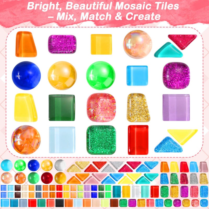 Tetutor Glass Mosaic Tiles for Crafts Bulk with B7000 Glue,700g Irregular Tiny Mosaic Glass Pieces for Mosaic Projects,DIY Mosaic Art Decor - Image 5