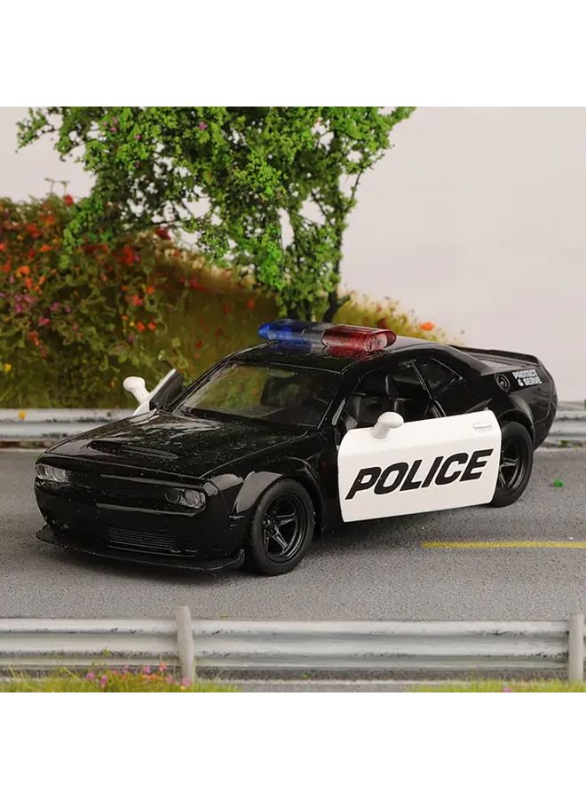 Black Dodge Police Car 1 36 Scale Diecast Model Pull Back Action Opening Doors - Image 4