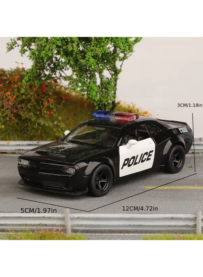 Black Dodge Police Car 1 36 Scale Diecast Model Pull Back Action Opening Doors - Image 3
