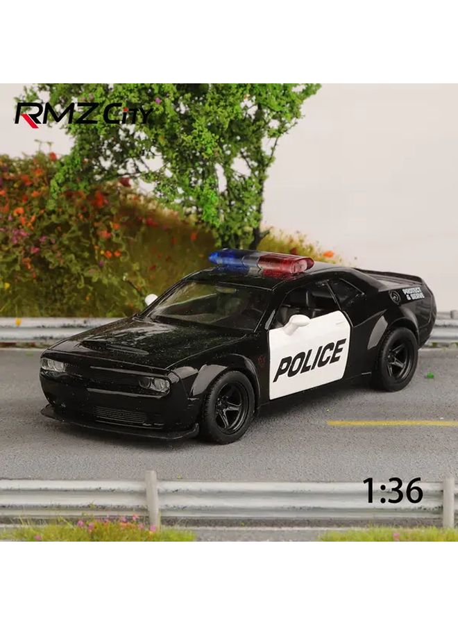 Black Dodge Police Car 1 36 Scale Diecast Model Pull Back Action Opening Doors - Image 2