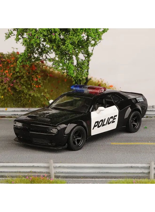 Black Dodge Police Car 1 36 Scale Diecast Model Pull Back Action Opening Doors - Image 1
