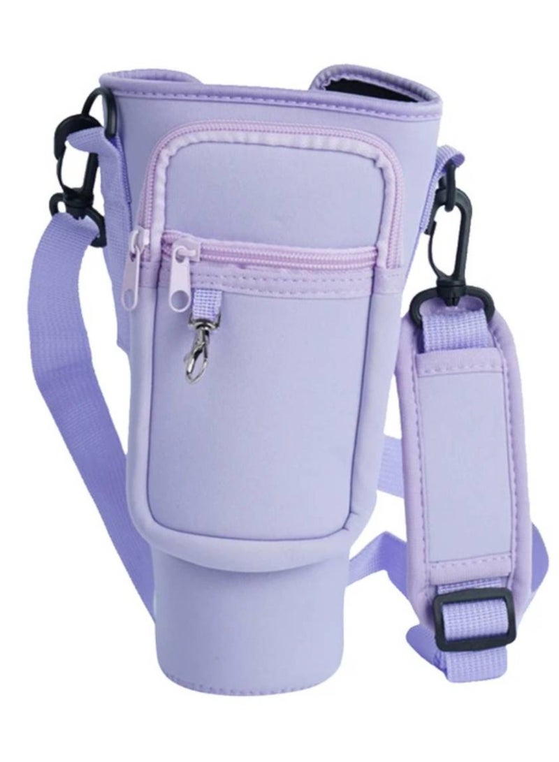 40oz(1200ml) Neoprene Water Bottle Carrier Bag For Stanley Quencher Cup Sleeve with Adjustable Shoulder Strap Water Bottle Holder Pouch  - Image 1