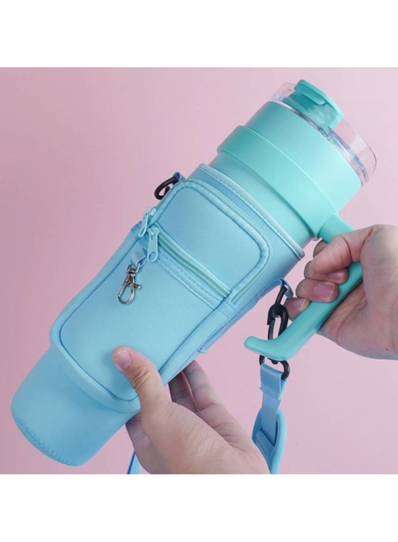 40oz(1200ml) Neoprene Water Bottle Carrier Bag For Stanley Quencher Cup Sleeve with Adjustable Shoulder Strap Water Bottle Holder Pouch  - Image 2