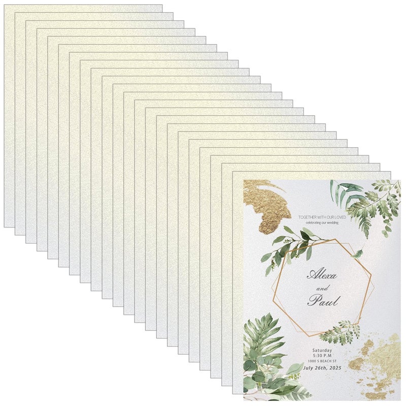 WEKOOSE 5X7 Metallic White Shimmer 80 Sheets Blank Card Stock Printer Paper Pearlescent Index Cards Flat 250 gsm for Invitations, Postcard,Card Making - Image 1