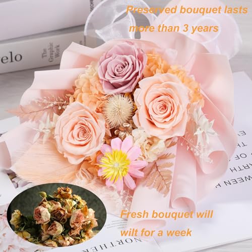 Lovenfold Flowers for Delivery,Preserved Flowers Bouquets,Champagne Rose Bouquets that Last 1-3 Years,Birthday Flowers Gifts for Women Mom Grandma Wife Friends - Image 3