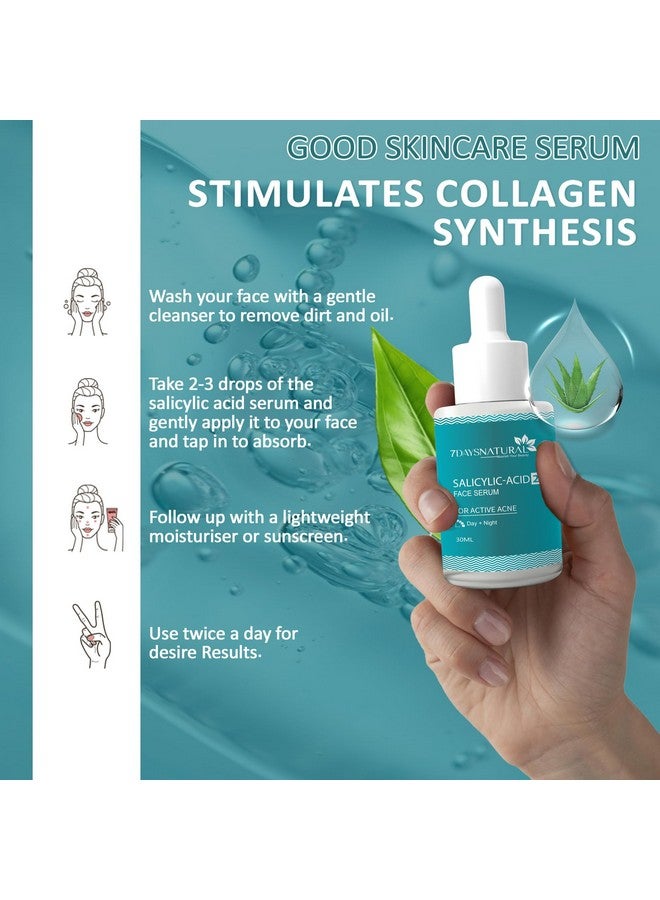 7 Days 7 Days 2% Salicylic Acid Face Serum | Witch Hazel & Willow Bark | For Active Acne I Controls Sebum Production & Prevents Skin Damage I BHA Based Exfoliant for Acne Prone & Oily Skin- 30ml (Pack of 2) - Image 4