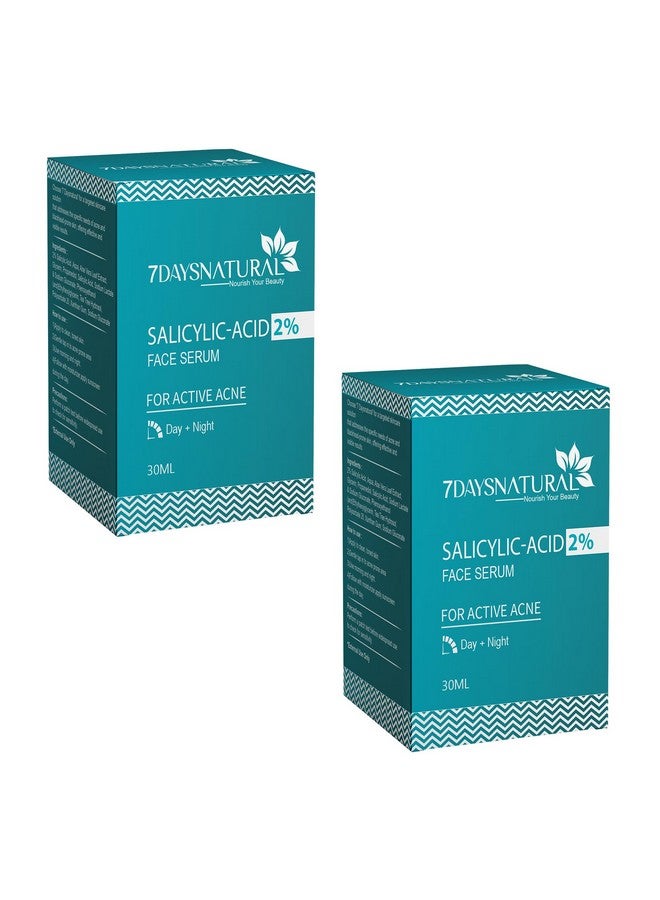 7 Days 7 Days 2% Salicylic Acid Face Serum | Witch Hazel & Willow Bark | For Active Acne I Controls Sebum Production & Prevents Skin Damage I BHA Based Exfoliant for Acne Prone & Oily Skin- 30ml (Pack of 2) - Image 1