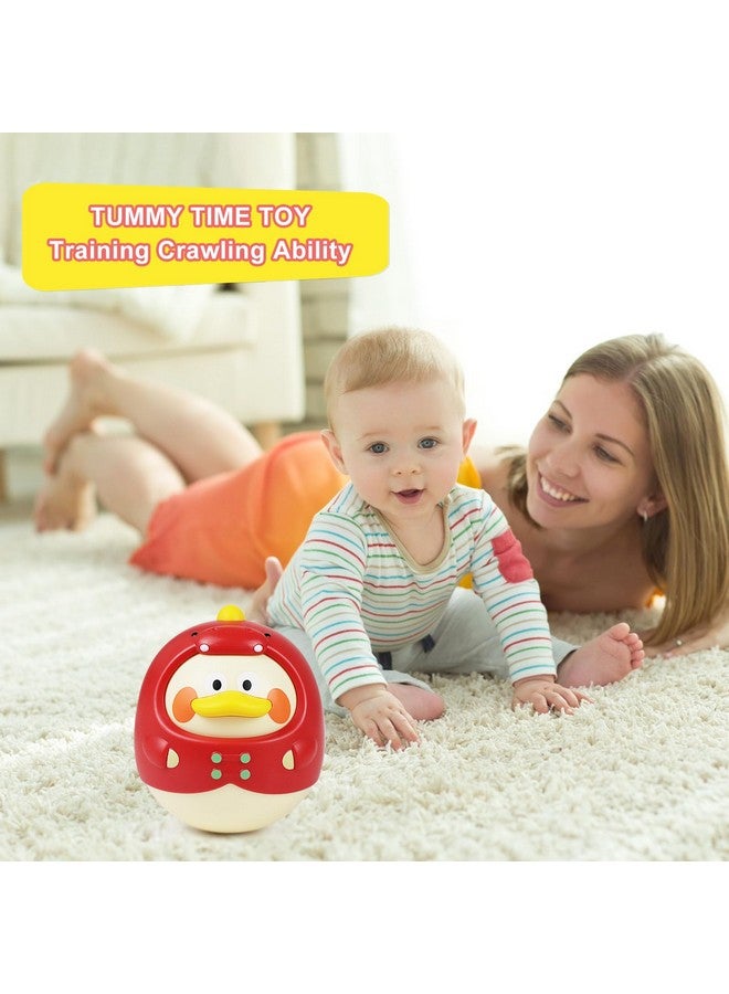 Tinabless Tummy Time Toys, Dinosaur-Duck Roly Poly Baby Toy, Musical Wobbler Toy | Tumbler Wobbler Toy for Newborns 3-12 Month Baby Boys and Girls Easter Basket Gift First Birthday Present (Red) - Image 5