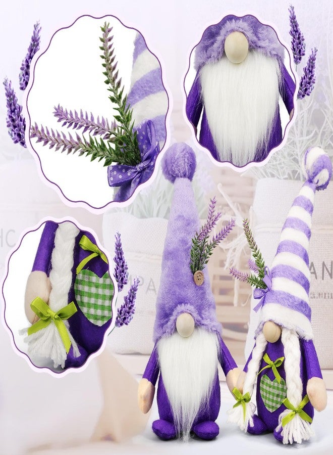 Teeker Lavender Gnomes Decor, Spring Gnomes Decorations for Home Indoor Outdoor Pastel Purple Spring Lavender Decorations Summer Gnome Tiered Tray Decor Gnome Gifts for Woman - Image 4