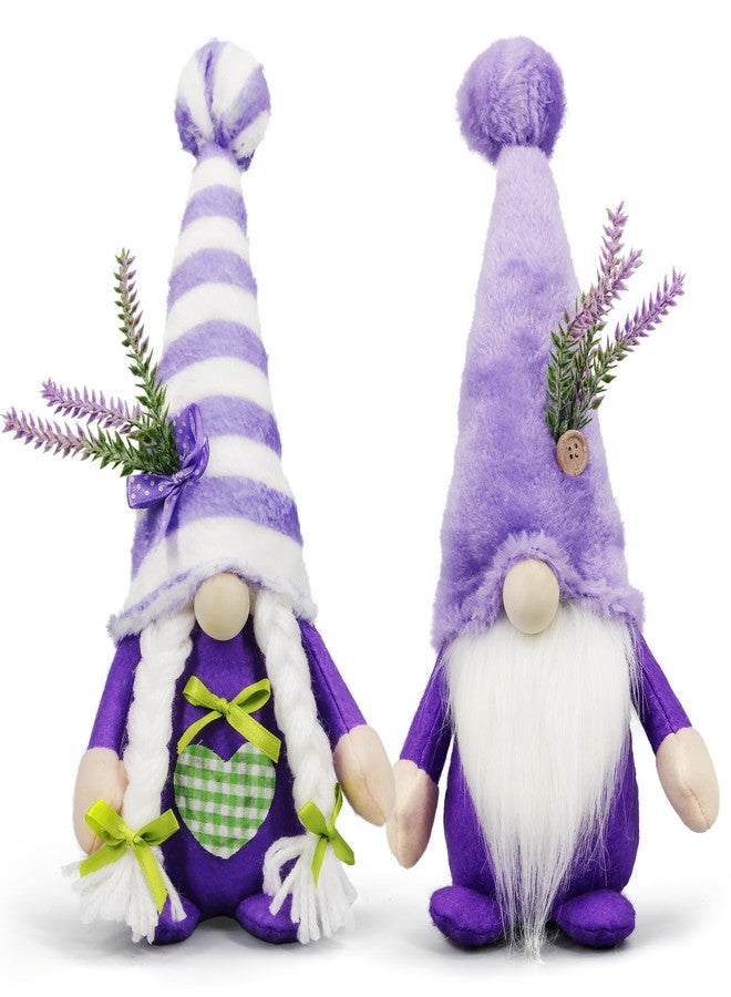 Teeker Lavender Gnomes Decor, Spring Gnomes Decorations for Home Indoor Outdoor Pastel Purple Spring Lavender Decorations Summer Gnome Tiered Tray Decor Gnome Gifts for Woman - Image 1