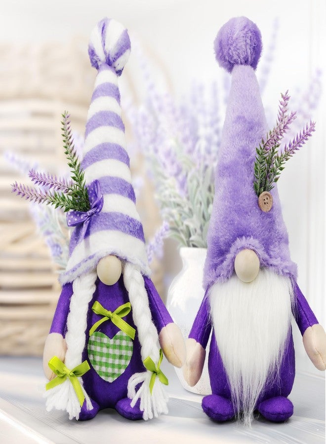 Teeker Lavender Gnomes Decor, Spring Gnomes Decorations for Home Indoor Outdoor Pastel Purple Spring Lavender Decorations Summer Gnome Tiered Tray Decor Gnome Gifts for Woman - Image 2