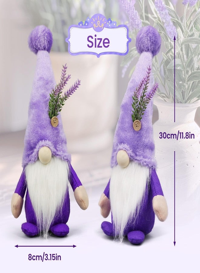 Teeker Lavender Gnomes Decor, Spring Gnomes Decorations for Home Indoor Outdoor Pastel Purple Spring Lavender Decorations Summer Gnome Tiered Tray Decor Gnome Gifts for Woman - Image 3