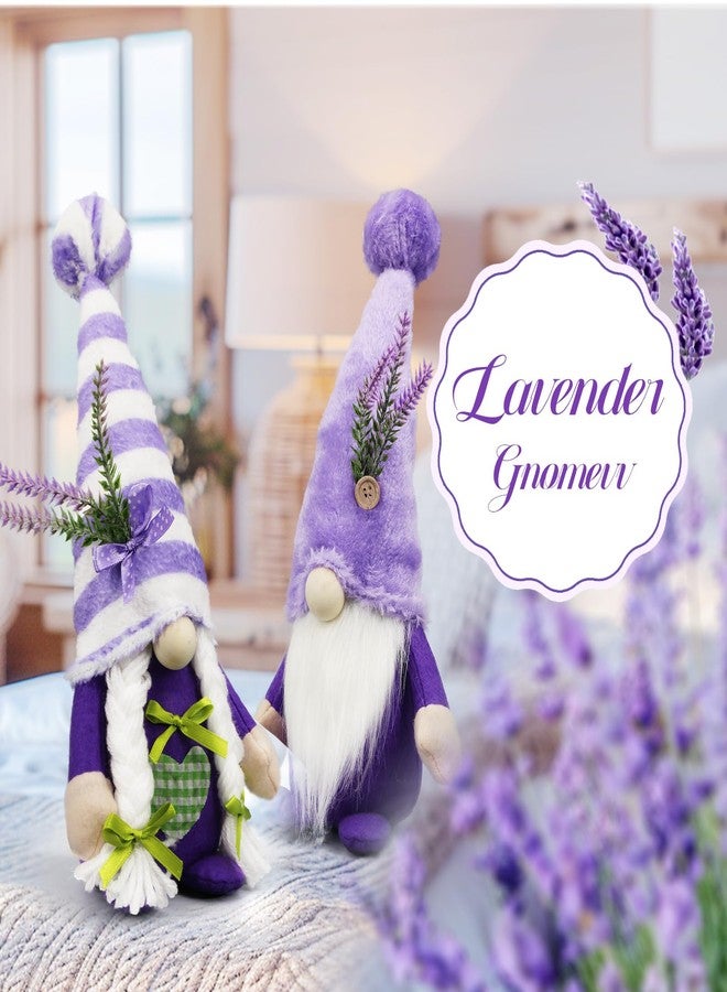 Teeker Lavender Gnomes Decor, Spring Gnomes Decorations for Home Indoor Outdoor Pastel Purple Spring Lavender Decorations Summer Gnome Tiered Tray Decor Gnome Gifts for Woman - Image 5