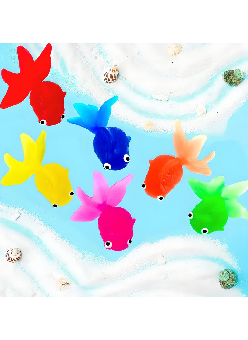 LIXADA 6pcs Lifelike Floating Goldfish with Fishing Net, Artificial Aquarium Decorations, Plastic Fish Tank Ornaments, No Battery Required, Aquarium Accessories, Gift for Kids Age 3+ (Random Color)  - Image 1