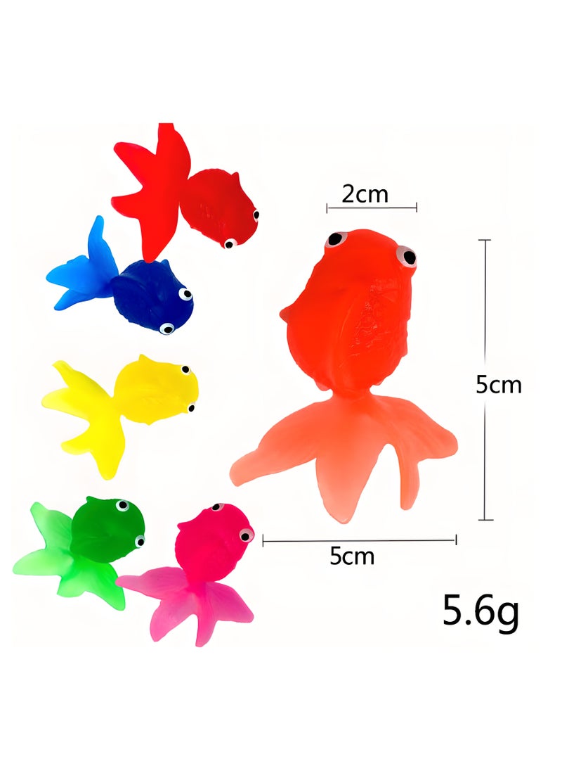 LIXADA 6pcs Lifelike Floating Goldfish with Fishing Net, Artificial Aquarium Decorations, Plastic Fish Tank Ornaments, No Battery Required, Aquarium Accessories, Gift for Kids Age 3+ (Random Color)  - Image 2
