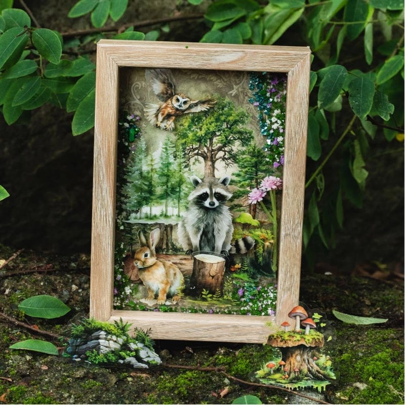 Dwpetzo 150Pcs PET Forest Landscape Stickers for Journaling and Scrapbooking, 6 Themes with Pine Trees Woodland Animals Wooden Stumps Moss Nature Scene Stickers for Junk Journal Supplies, Collage - Image 4