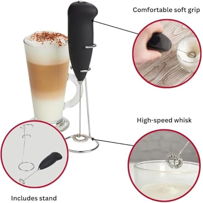ريحني خلاط حليب كهربائي محمول باليد مع خفاقة من الفولاذ المقاوم للصدأ لخلط القهوة والفرابيه واللاتيه والماتشا والشوكولاتة الساخنة - Image 5