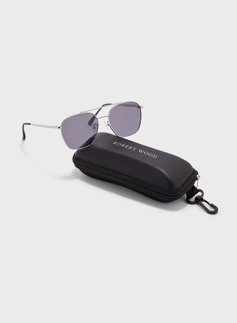 روبرت وود Polarized Lens Square Aviator Sunglasses