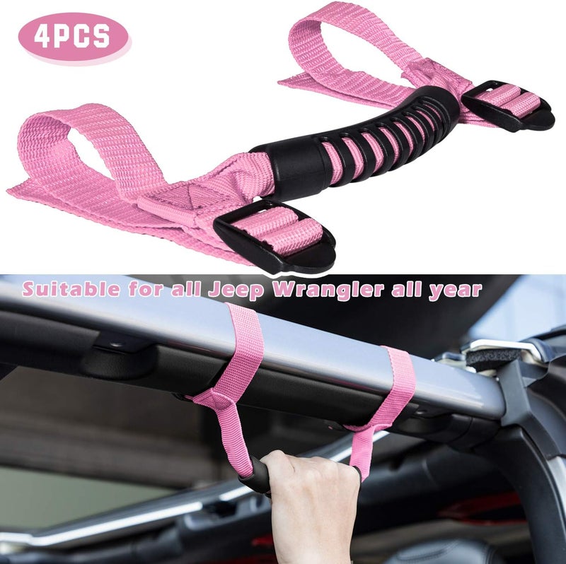 دانتي 4 × مقابض قضيب اللفة لجيب رانجلر YJ TJ JK JKU JL JLU سبورتس صحراء فريدوم روبيكون X وأونليميتد 1955-2024 2025 (وردي) - Image 2