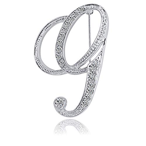 ETHOON Letter Brooch Pins Initial Rhinestone Brooch for Women Crafts Silvery G - Image 1