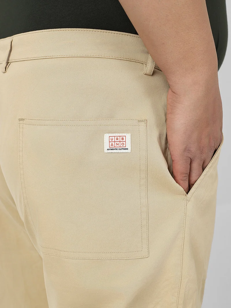 Urbano Fashion  Urbano Plus Men's Beige Regular Fit Solid Cargo Chino Pant with 6 Pockets Stretchable for Men | Best Price UAE