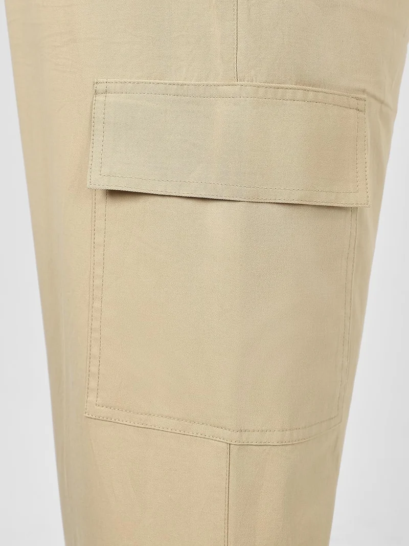 Urbano Fashion  Urbano Plus Men's Beige Regular Fit Solid Cargo Chino Pant with 6 Pockets Stretchable for Men | Best Price UAE