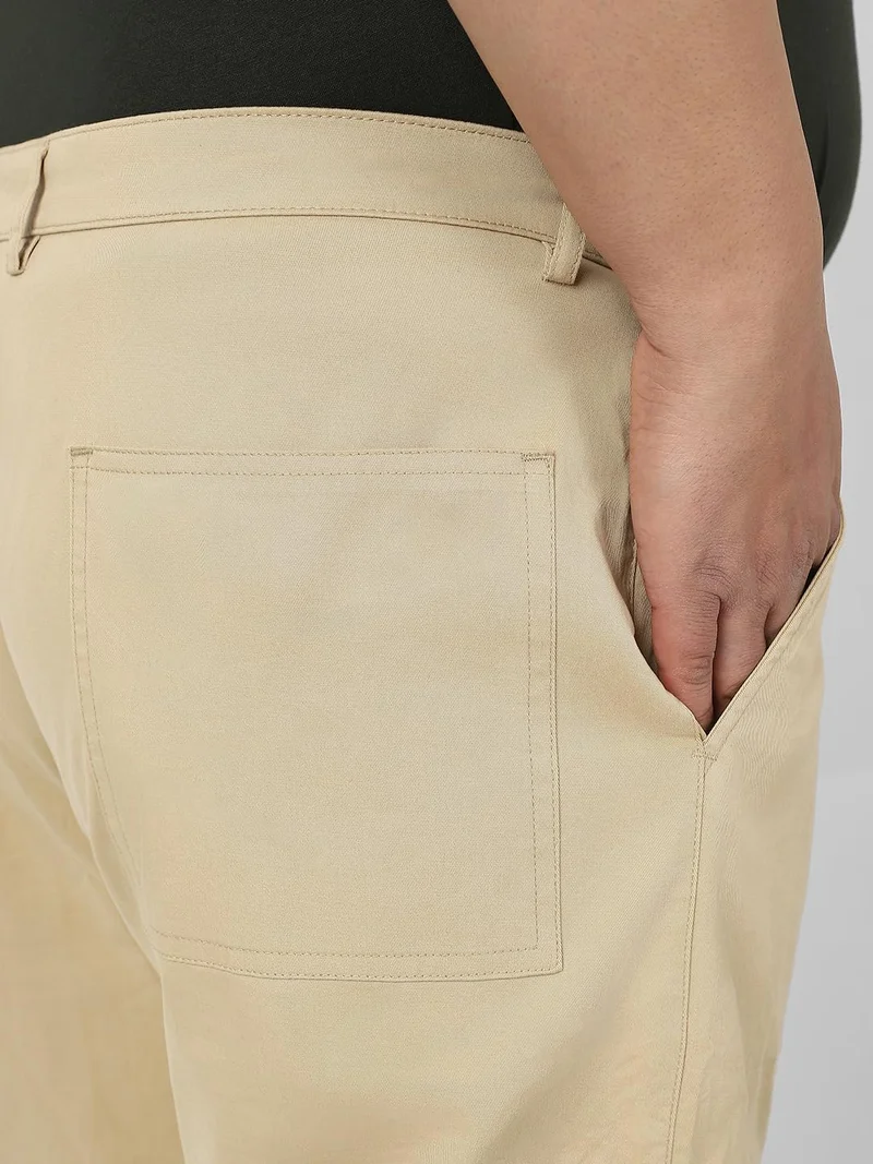 Urbano Fashion  Urbano Plus Men's Beige Regular Fit Solid Cargo Chino Pant with 6 Pockets Stretchable for Men | Best Price UAE