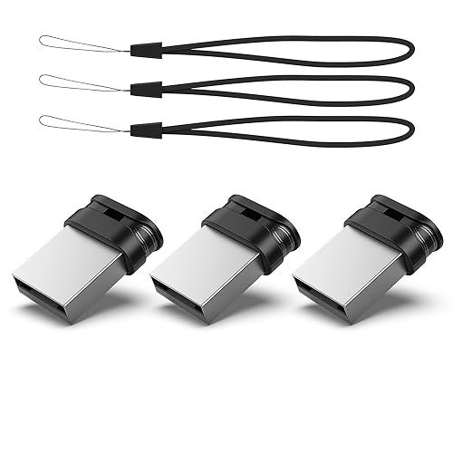 RAOYI 3 Pack 32GB USB Flash Drive, USB 2.0 Mini Fit Memory Stick Ultra Slim Thumb Drive Jump Drive Zip Drive Pen Drive with Lanyard-Black - Image 1
