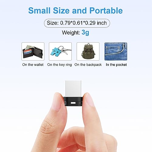 RAOYI 3 Pack 32GB USB Flash Drive, USB 2.0 Mini Fit Memory Stick Ultra Slim Thumb Drive Jump Drive Zip Drive Pen Drive with Lanyard-Black - Image 2