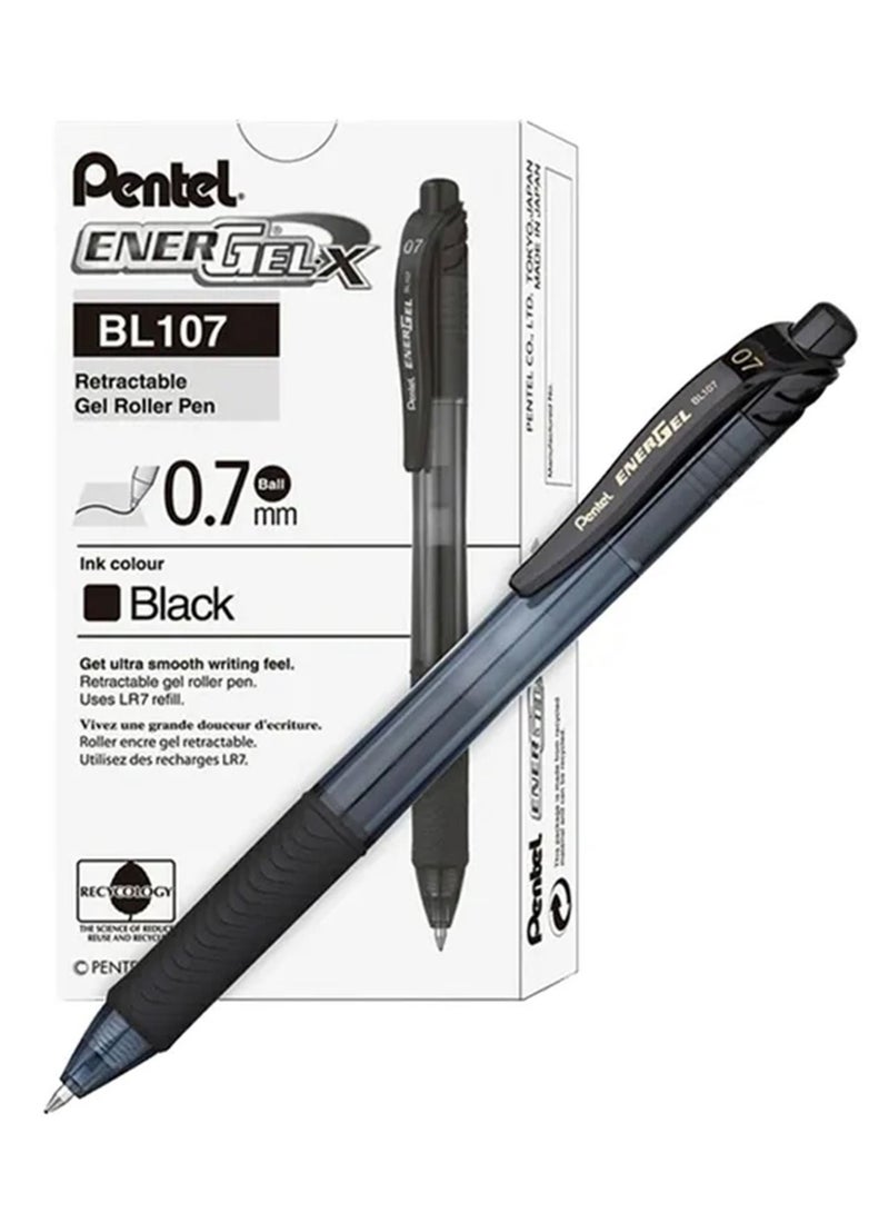 Pentel قلم حبر جل إنرجيل 12 قطعة رأس 0.7 مم حبر أسود - Image 3