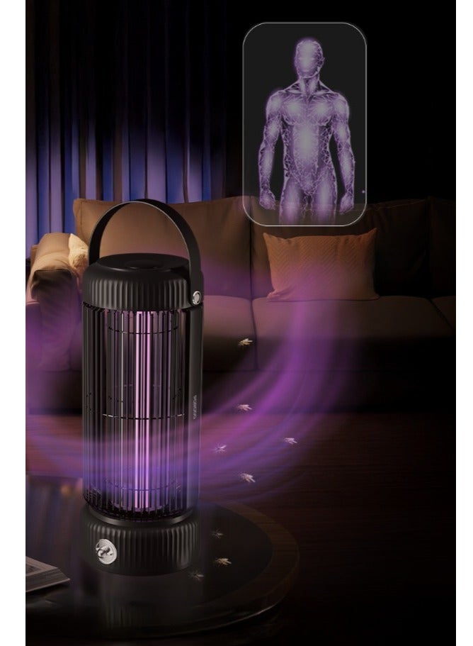 porodo Lifestyle Portable Insect Zapper with 360° Trap & Night Lamp / Built-In UV LED Lamp / Efficient & Non-Toxic / Up to 4 Hours Working  - Black - Image 3