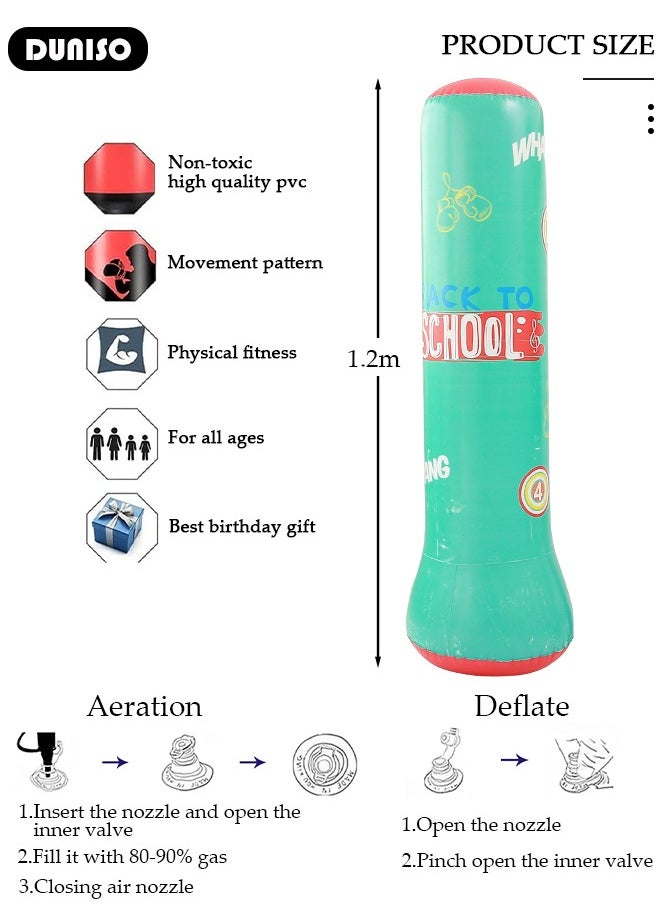 DUNISO Inflatable Boxing Column, 120cm PVC Kids Punching Bag Fitness Inflatable Boxing Bag for Karate, Taekwondo, Decompression Kick Speed Training Games for Kids and Adults  - Image 4
