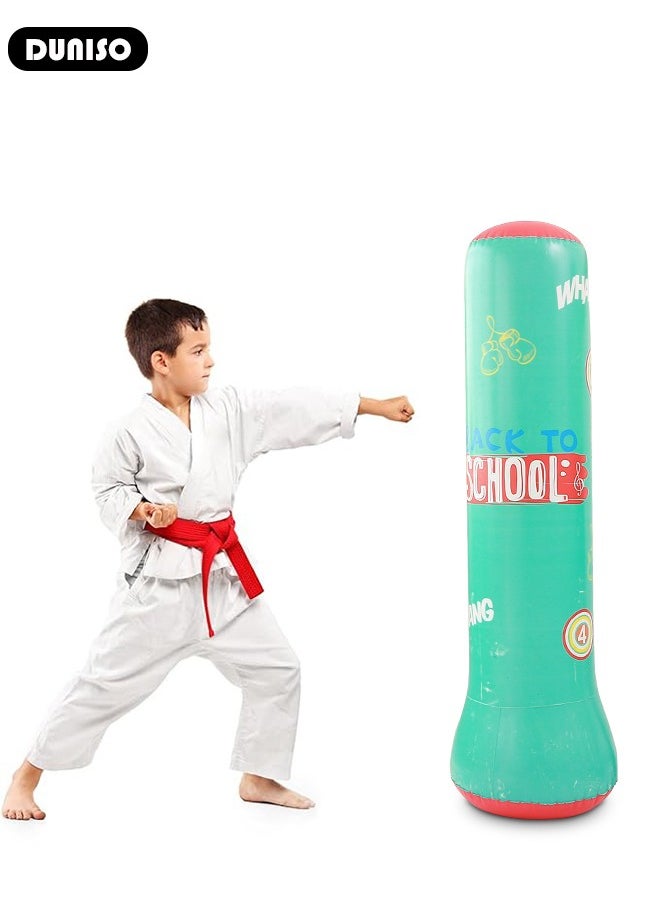 DUNISO Inflatable Boxing Column, 120cm PVC Kids Punching Bag Fitness Inflatable Boxing Bag for Karate, Taekwondo, Decompression Kick Speed Training Games for Kids and Adults  - Image 5