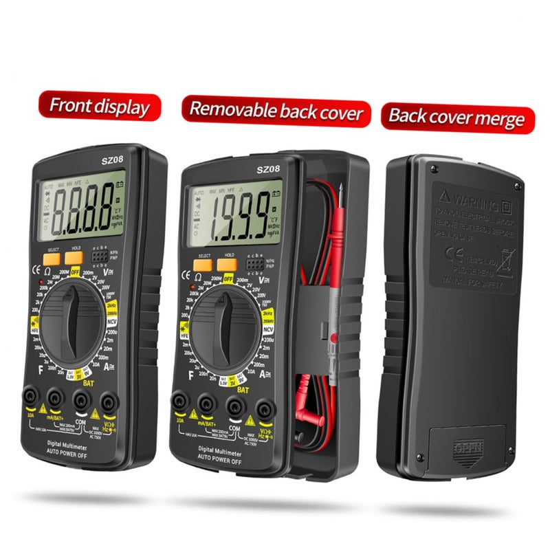 مقياس رقمي متعدد الاختبارات المحمول، اختبار جهد التيار المتردد والتيار المستمر، السعة، الثنائي، الاستمرارية، مدمج ومحمول - Image 3