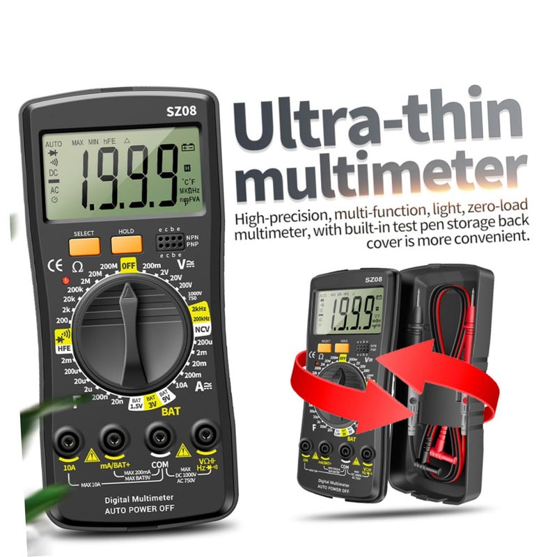 مقياس رقمي متعدد الاختبارات المحمول، اختبار جهد التيار المتردد والتيار المستمر، السعة، الثنائي، الاستمرارية، مدمج ومحمول - Image 4