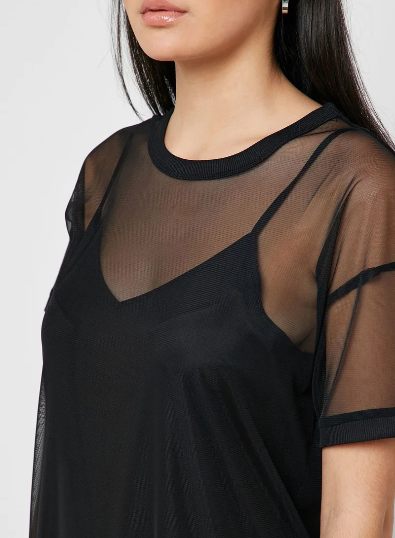 FOREVER 21 Sheer Overlay Dress