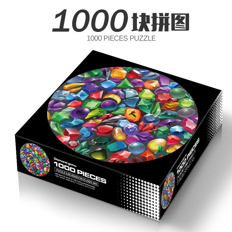 Adult 1000 Pieces Earth Moon Round Shape Educational Cartoon Animal Anime Toys Children Puzzle - Image 1