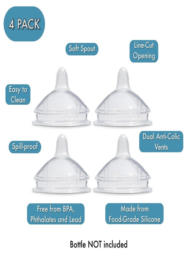 BelBeyo Sippy Spout Nipples for haakaa and Mason Baby Bottles | 4-Pack | Food Grade Silicone | BPA-Free | Soft Spout | Spill-Proof | Variable Flow - Image 2