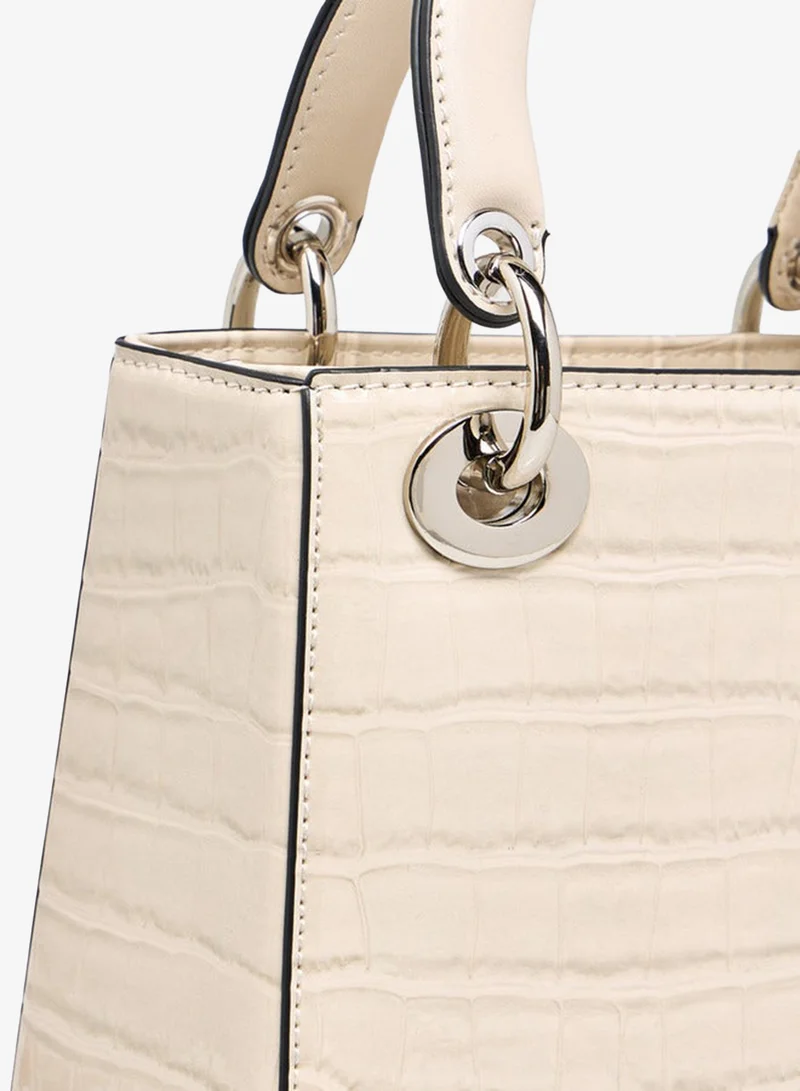 Celeste BEIGE Textured Tote Bag with Detachable Strap and Button Closure for Women | Best Price UAE