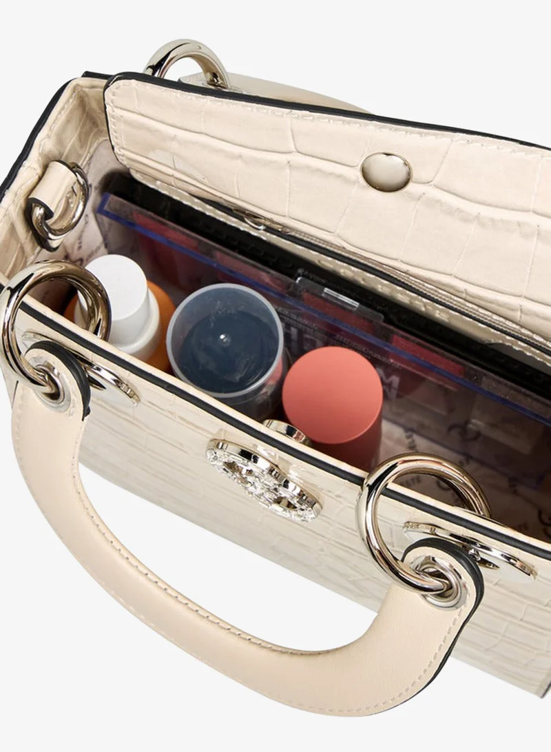 Celeste BEIGE Textured Tote Bag with Detachable Strap and Button Closure for Women | Best Price UAE